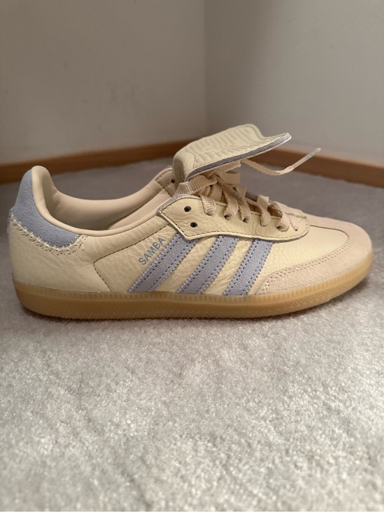 adidas Shoes - adidas Samba Cream with Light Blue Stripes